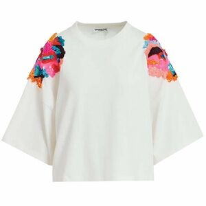 Off White Sequin Embroidered Fester Tee